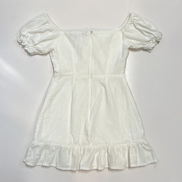 Wild Girls Tie Front Puff Sleeve Mini Dress in White - Picture 3 of 10